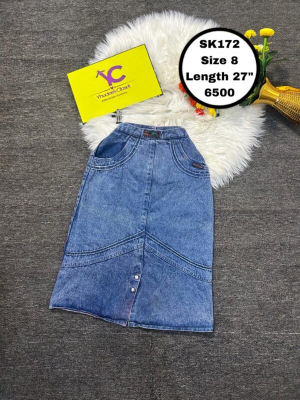 Long Blue Jean Skirt Size 8 L 27”