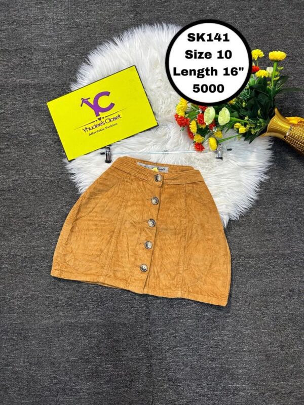 Yellow corduroy Skirt Size 10 L 16”