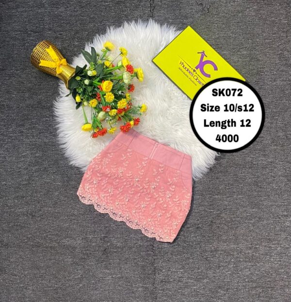 Peach beaded Jean Skirt Size 10/s12 L 12”