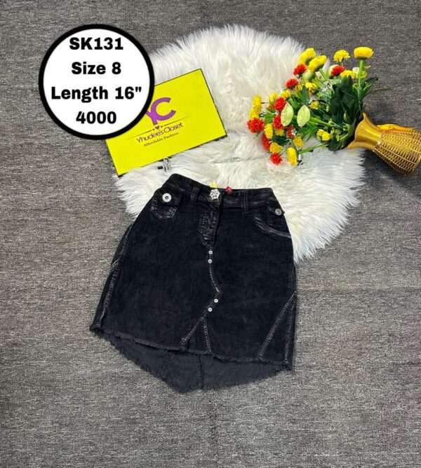Black Jean Skirt Size 8 L 16”