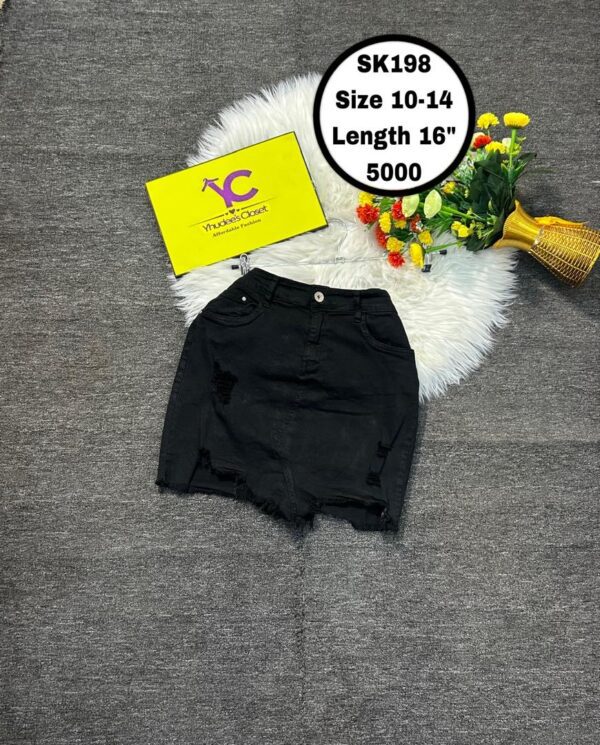 Black Jean Skirt Size 10-14 L 16”