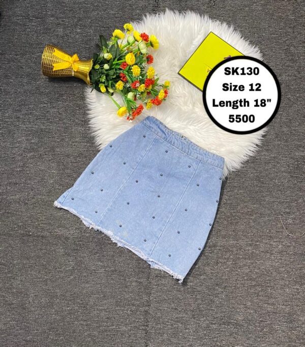 Blue stoned Jean Skirt Size 12 L 18”