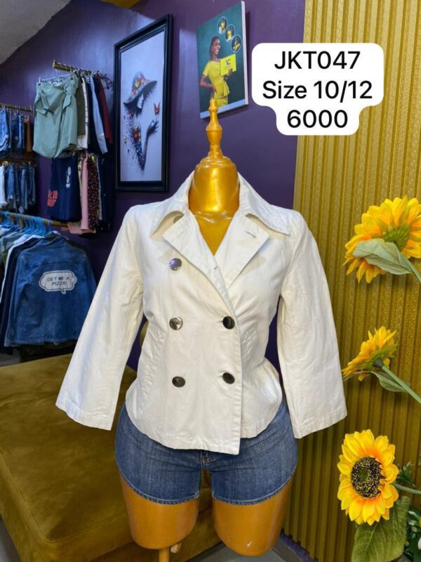 Double breasted White Jean Jacket Size 10/12