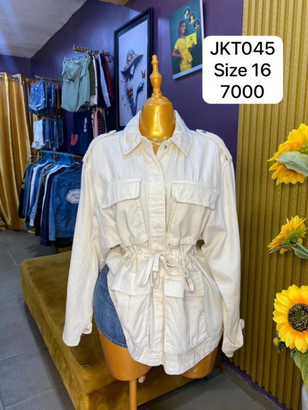 White Cargo Jean Jacket Size 16