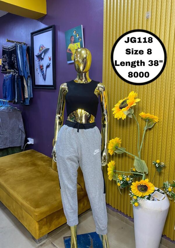 Grey and Black Nike Joggers Size 8, L 38