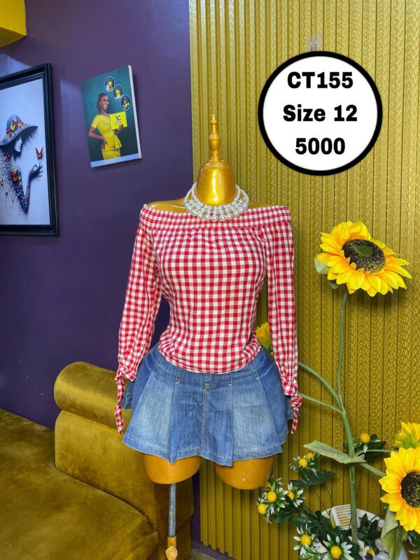 Red Checkered Crop Top Size 12