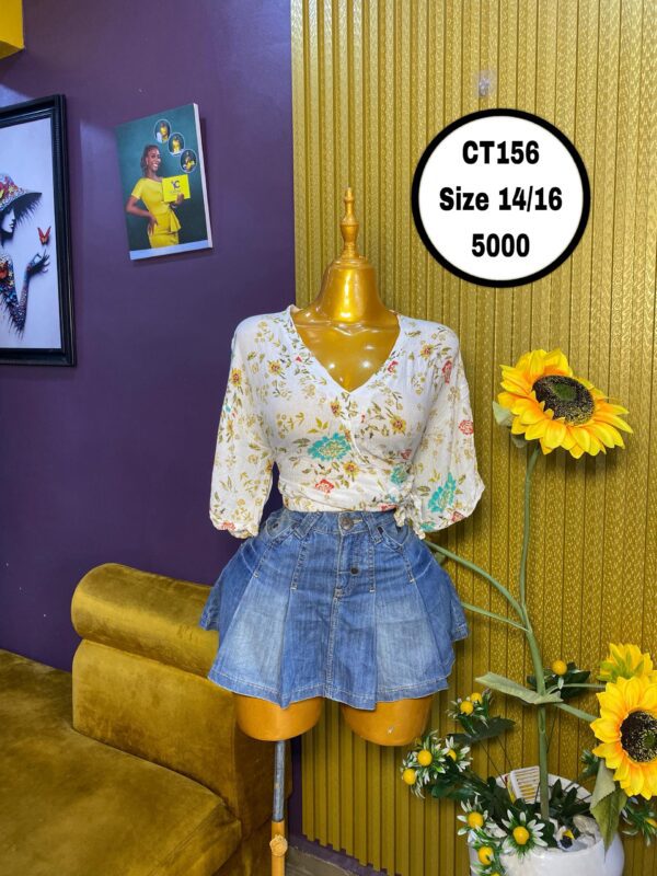 White Floral Crop Top Size 14/16