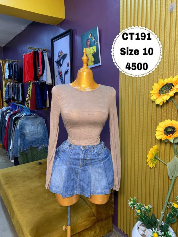 Brown long sleeve crop top size 10