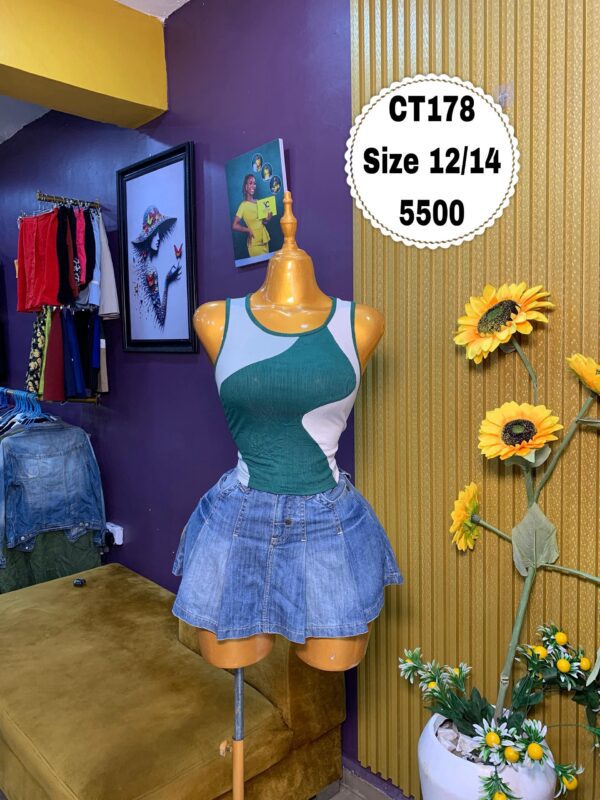 Light Blue and Green Crop Size 12/14