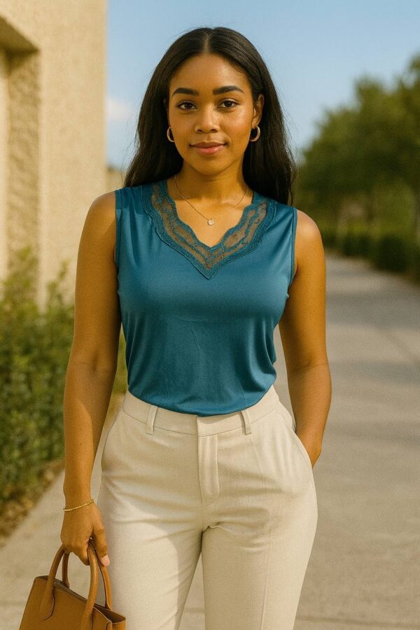 Sea green silk cami top - Size 12