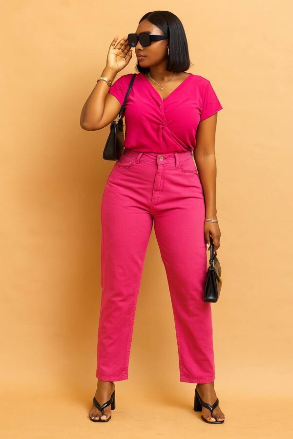 Pink baggy chino-like Jean Trousers Size 14/16, L 40