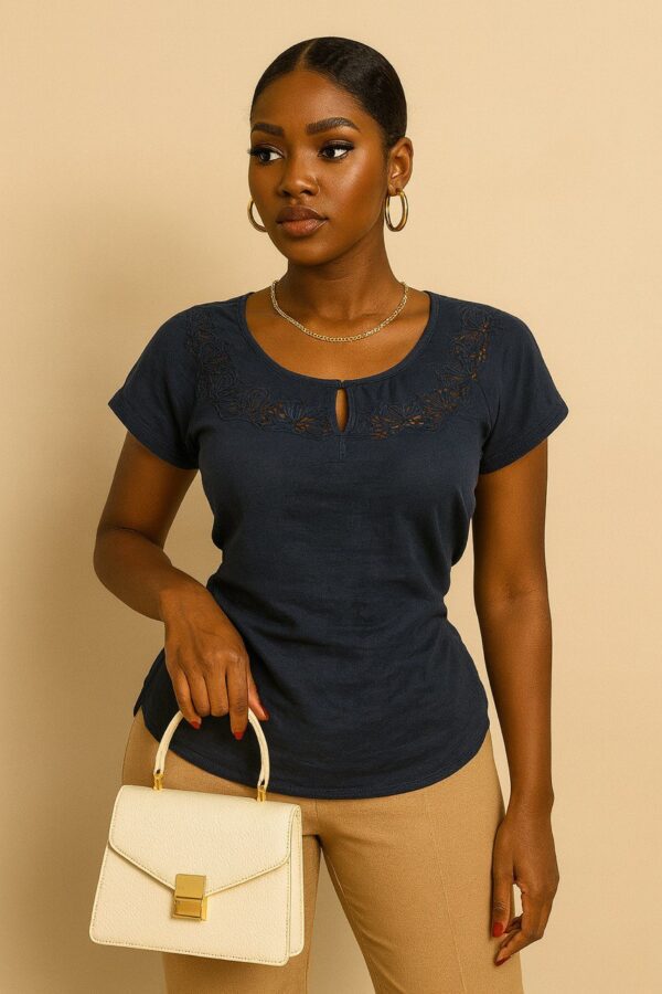 Dark blue cotton short sleeves top Size 10/12