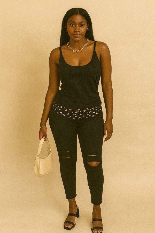 Sleeveless black light cotton cami top Size 10