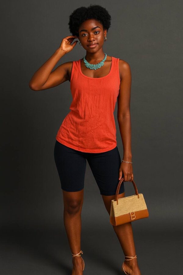 Orange sleeveless cotton top size 14