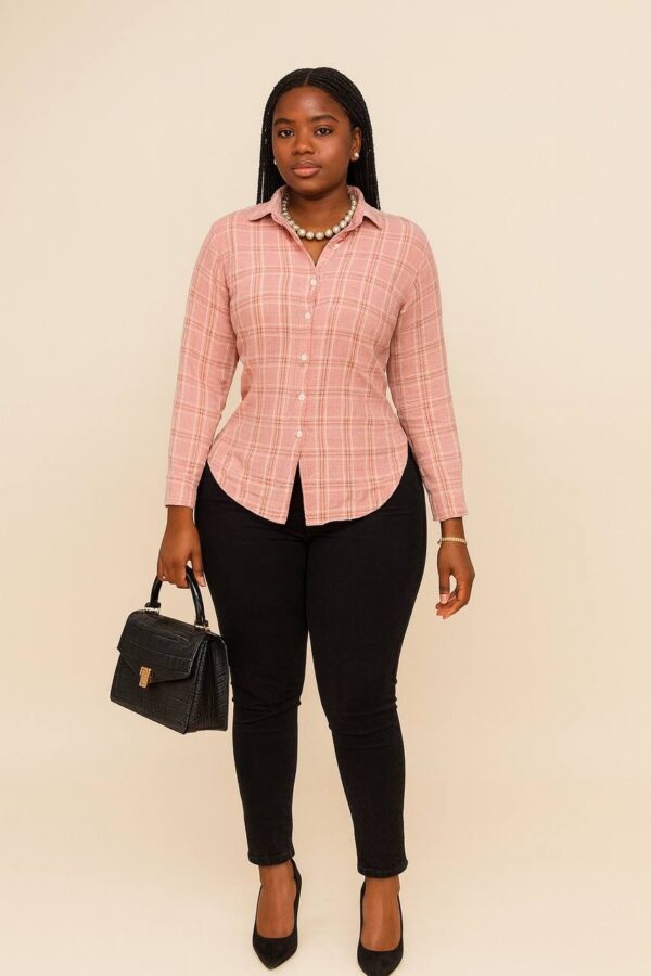 Pink checkered shirt Size 14/16