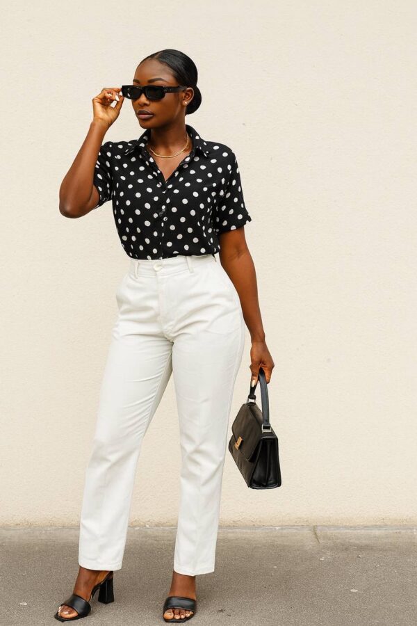 Black and white polka dot shirt Size 14