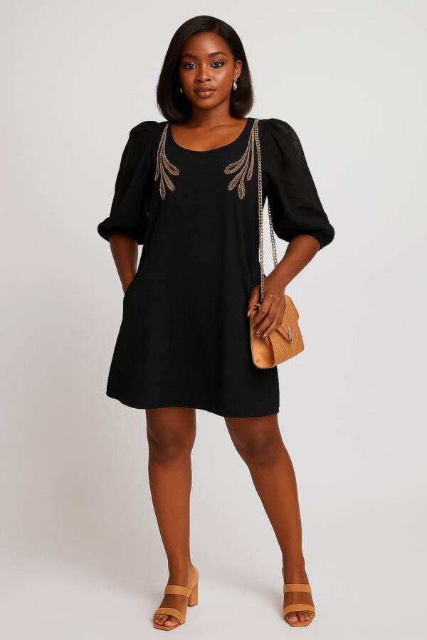 Black chiffon long top with pockets size 18