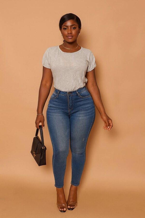 Light blue sheer cotton open back top Size 12/14