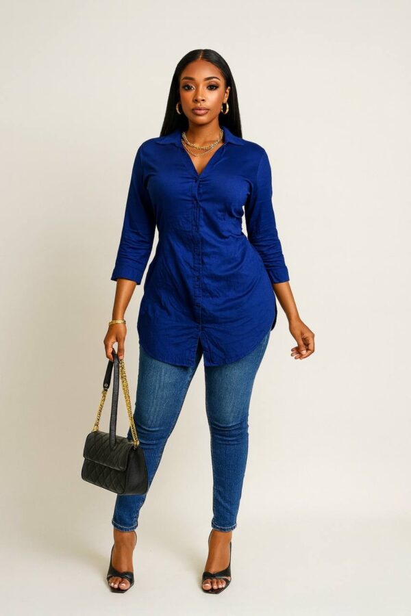 Royal blue silk top Size 10