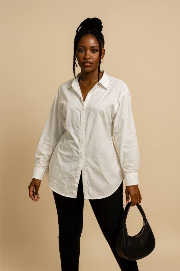 Oversized white collarless shirt Size 16/18