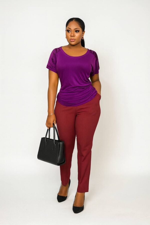 Purple silky polo top Size 20/22