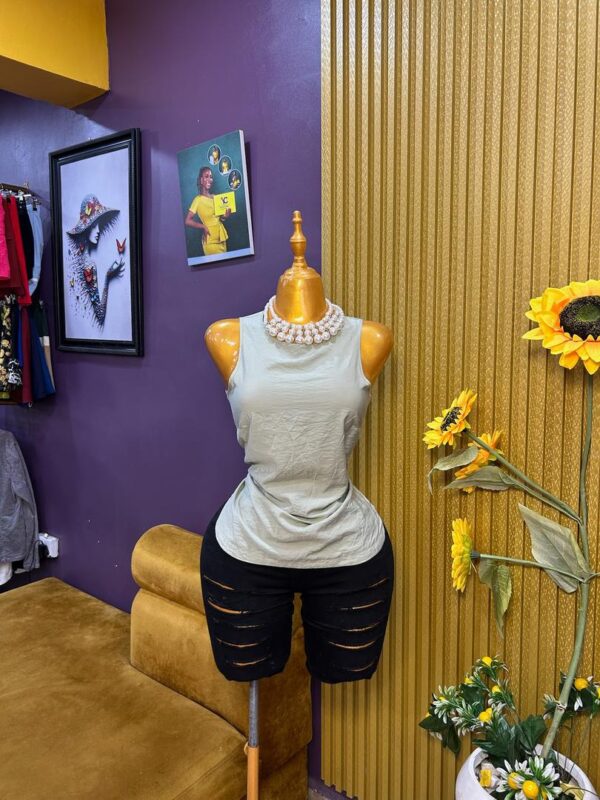 Sea green sleeveless cotton top - size 12