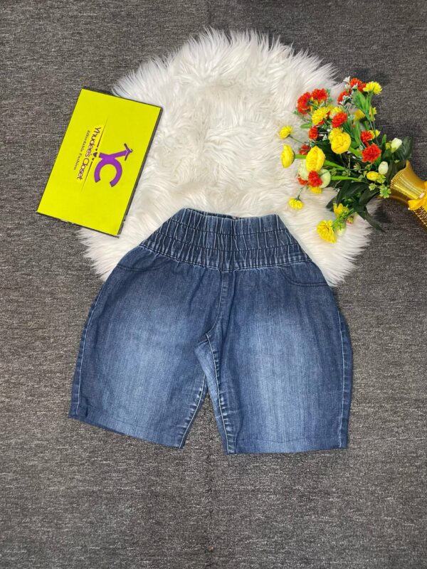 Dark Blue Elastic waist Jean Short Size 12/14