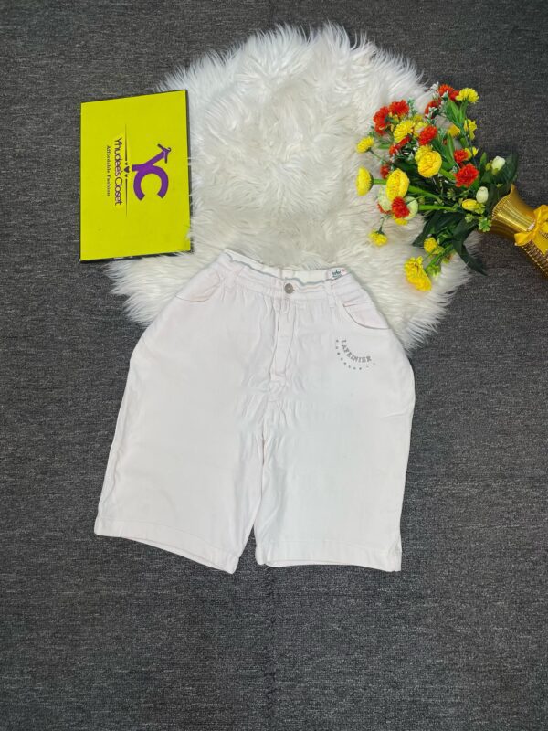 White Strechy Jean Short Size