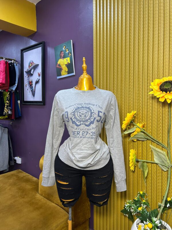 Ash hoody with navy blue design - L