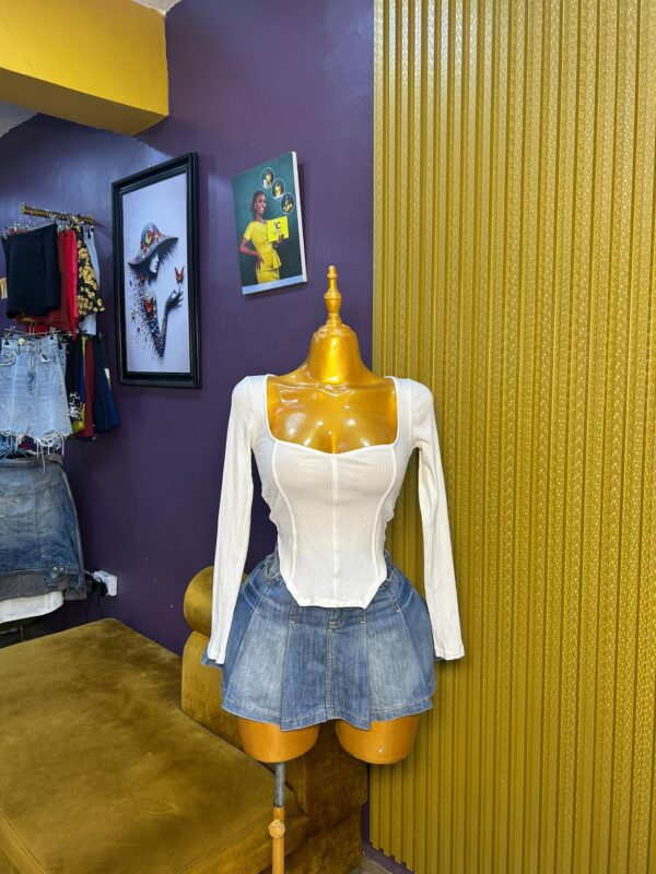 White Long Sleeve Crop Top Size 8/10