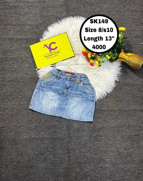 Blue mini Jean Skirt Size 8/s10 L 13”