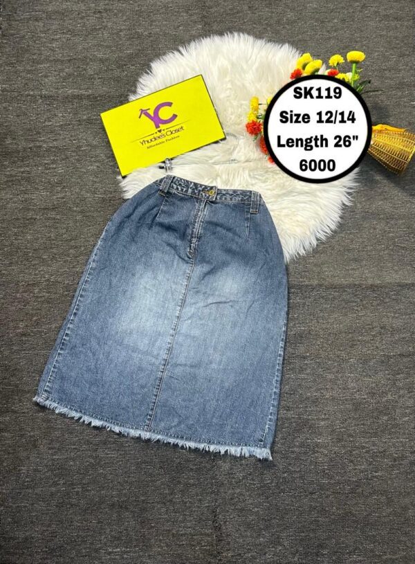 Long Blue Jean Skirt Size 12/14 L 26”