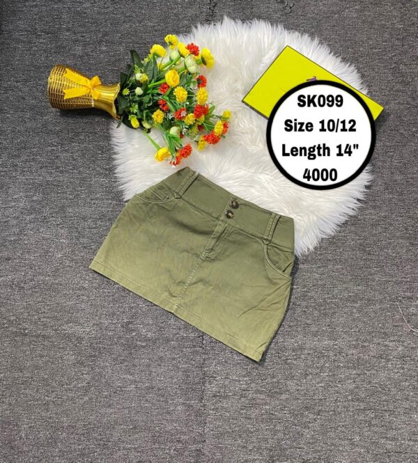 Army green Jean Skirt Size 10/12 L 14”