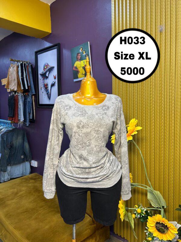 Grey Floral Sweat Shirt XL