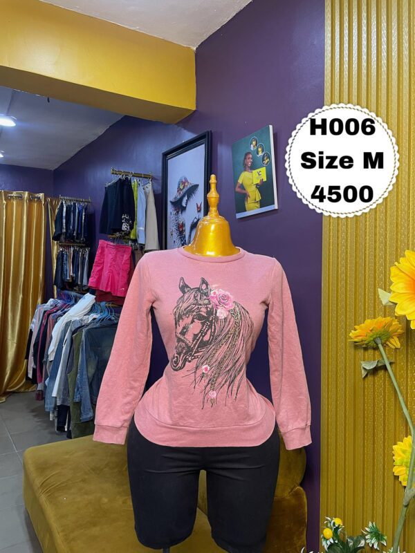 Pink Hoodie With Horse Design M