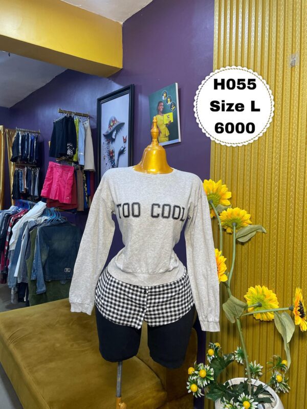 Grey With Checkered Design Sweatshirt