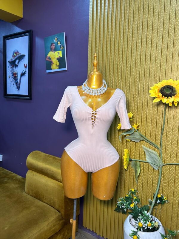 Nude pink laced up bodysuit Size 8/10