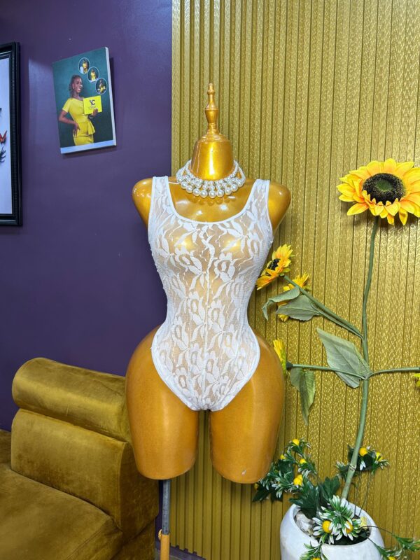 White mesh bodysuit Size 8/10