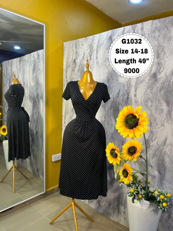 G1032 Polka Dot Belted Dress (Size 14-18 Length 49”)