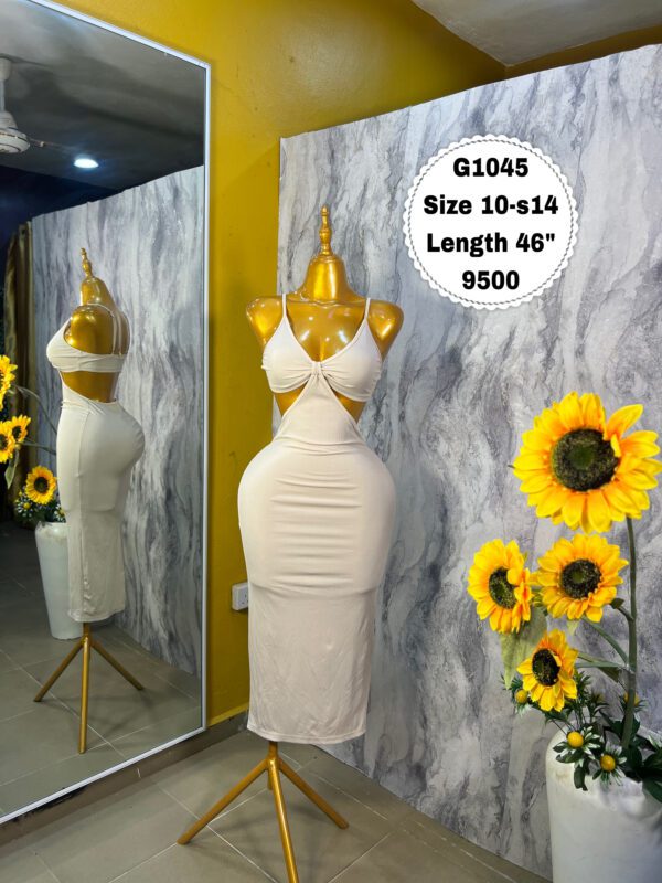 G1045 Nude Cutout Bodycon Dress (Size 10-s14 Length 46”)
