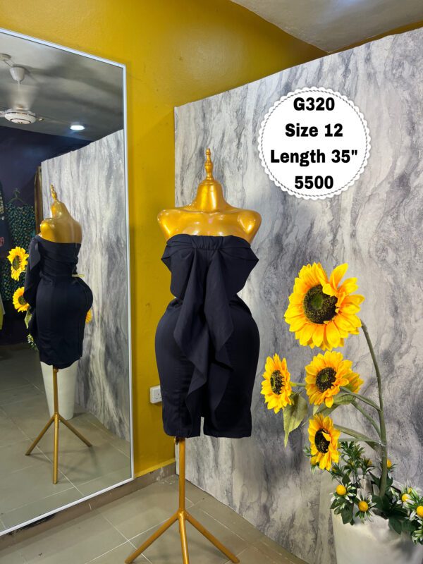 G320 Navy Blue Bandeau Bow dress (Size 12 Length 35”)