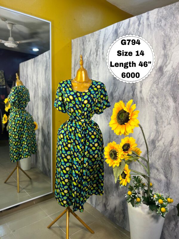 G794 Polka Dot Shirt dress (Size 14 Length 46”)