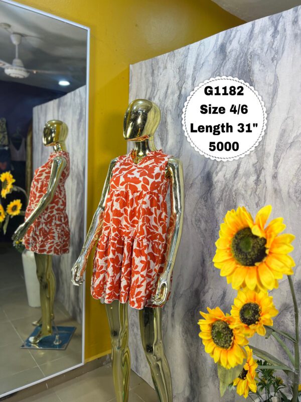 G1182 Orange Leaf Mini dress (Size 4/6 Length 31”)