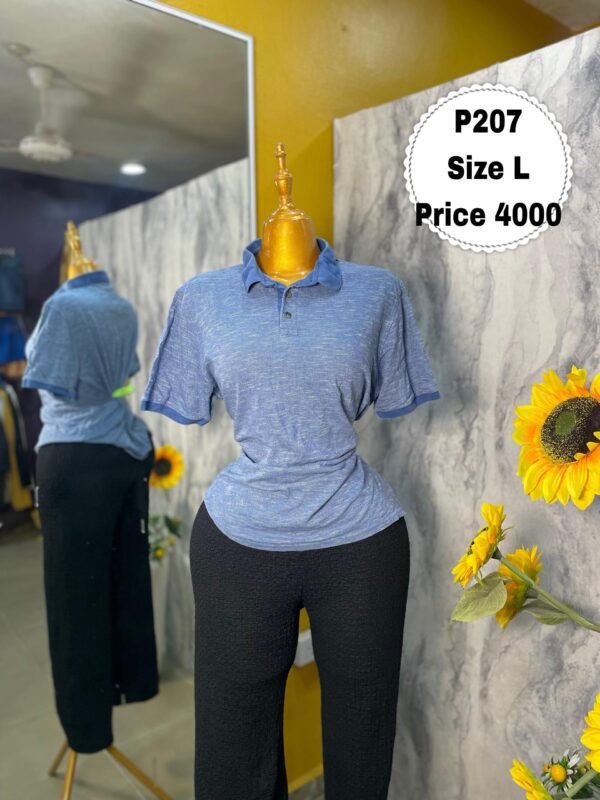 P207 - Grainy blue collar polo (L)