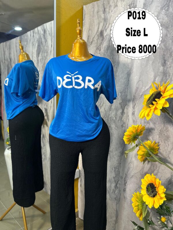 P019 - Blue round neck polo (L)