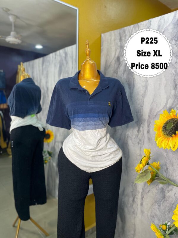 P225 - Navy blue/white combo collar polo (XL)