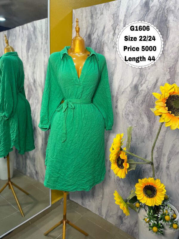 G1606 - Belted Collar neck dress | Size 22/24