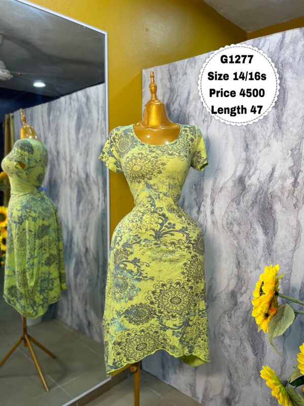 G1277 - Vintage Print Lemon Dress | Size 14/16s
