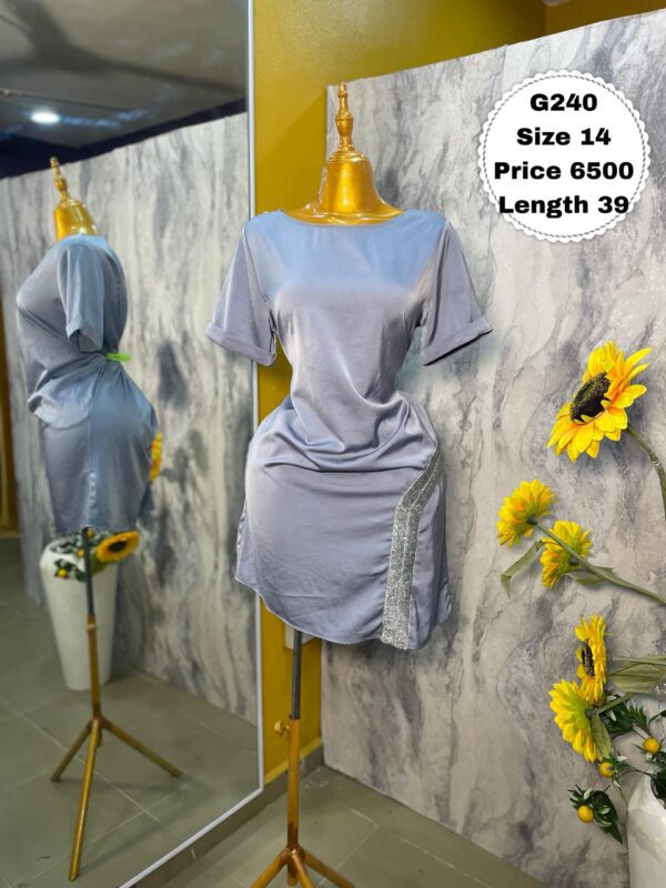 G240 - Grey satin-finish dress