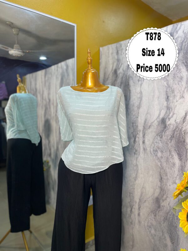 T878 - SeaGreen chiffon top | Size 14